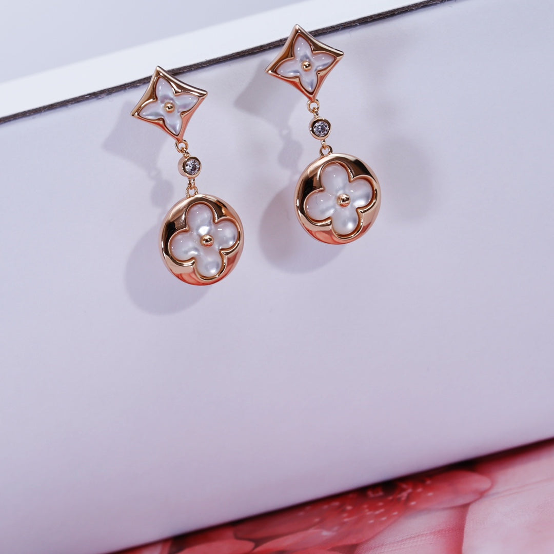 [Rose Jewels]STAR AND SUN PINK GOLD MOP DROP EARRINGS