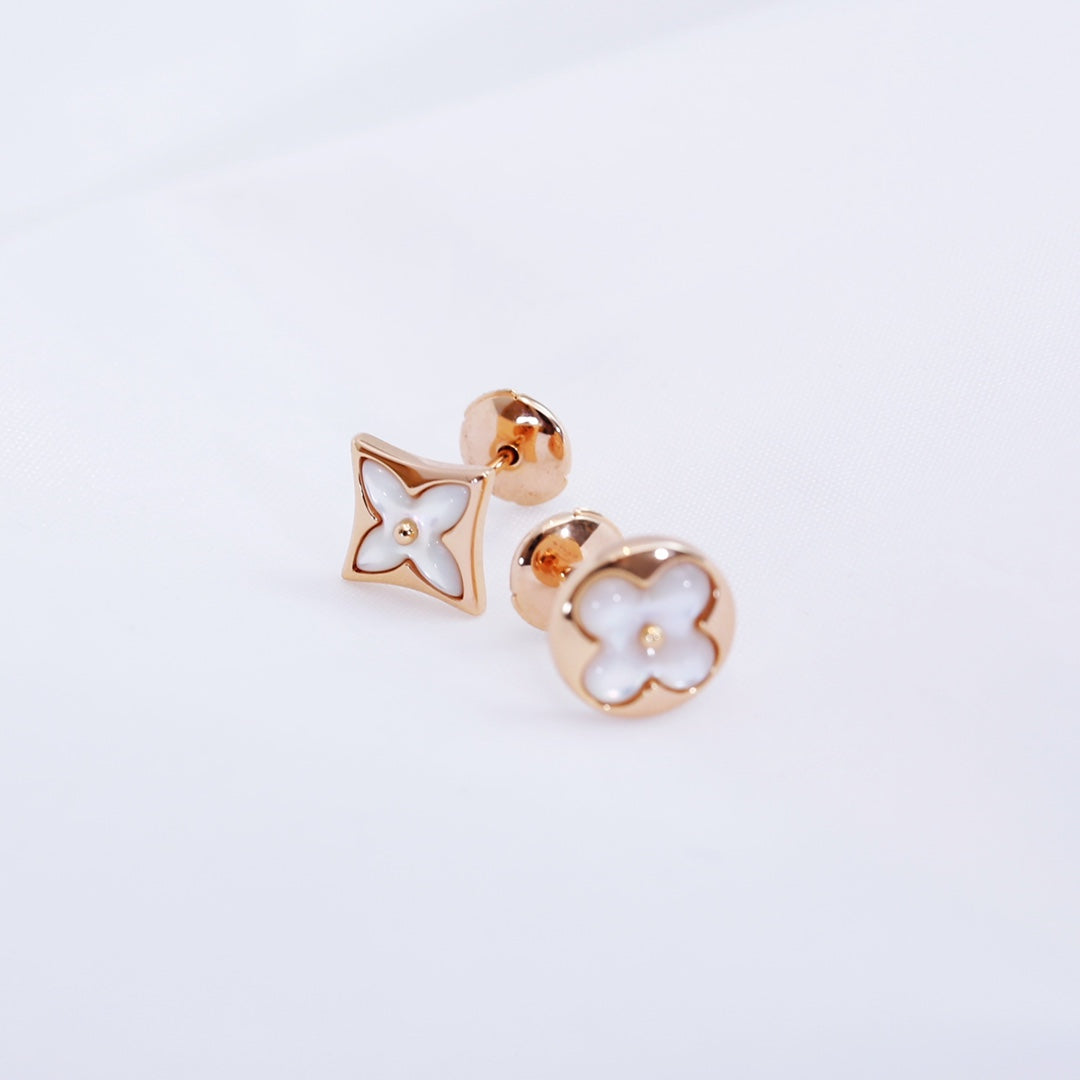 [Rose Jewels]STAR AND SUN PINK GOLD MOP STUD EARRINGS