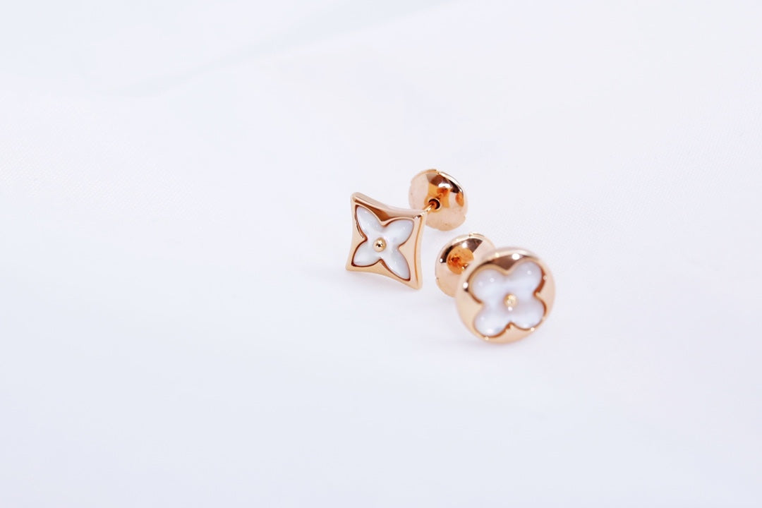 [Rose Jewels]STAR AND SUN PINK GOLD MOP STUD EARRINGS