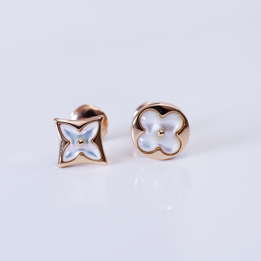 [Rose Jewels]STAR AND SUN PINK GOLD MOP STUD EARRINGS