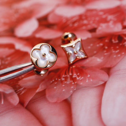 [Rose Jewels]STAR AND SUN PINK GOLD MOP STUD EARRINGS