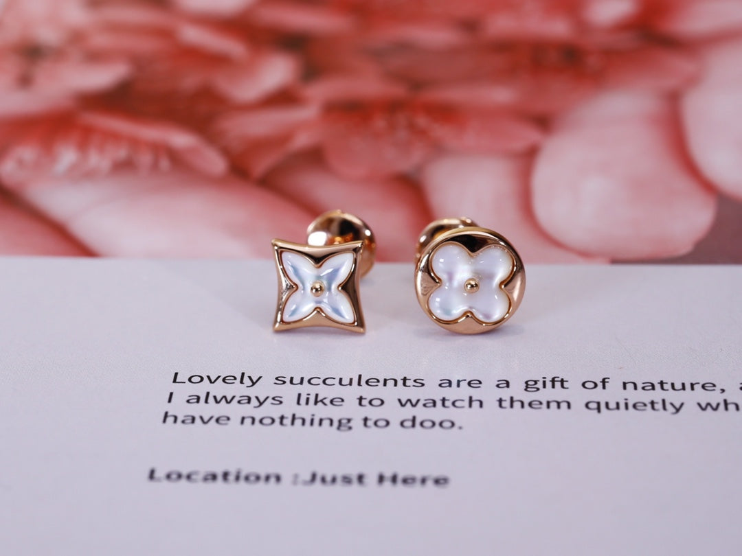 [Rose Jewels]STAR AND SUN PINK GOLD MOP STUD EARRINGS