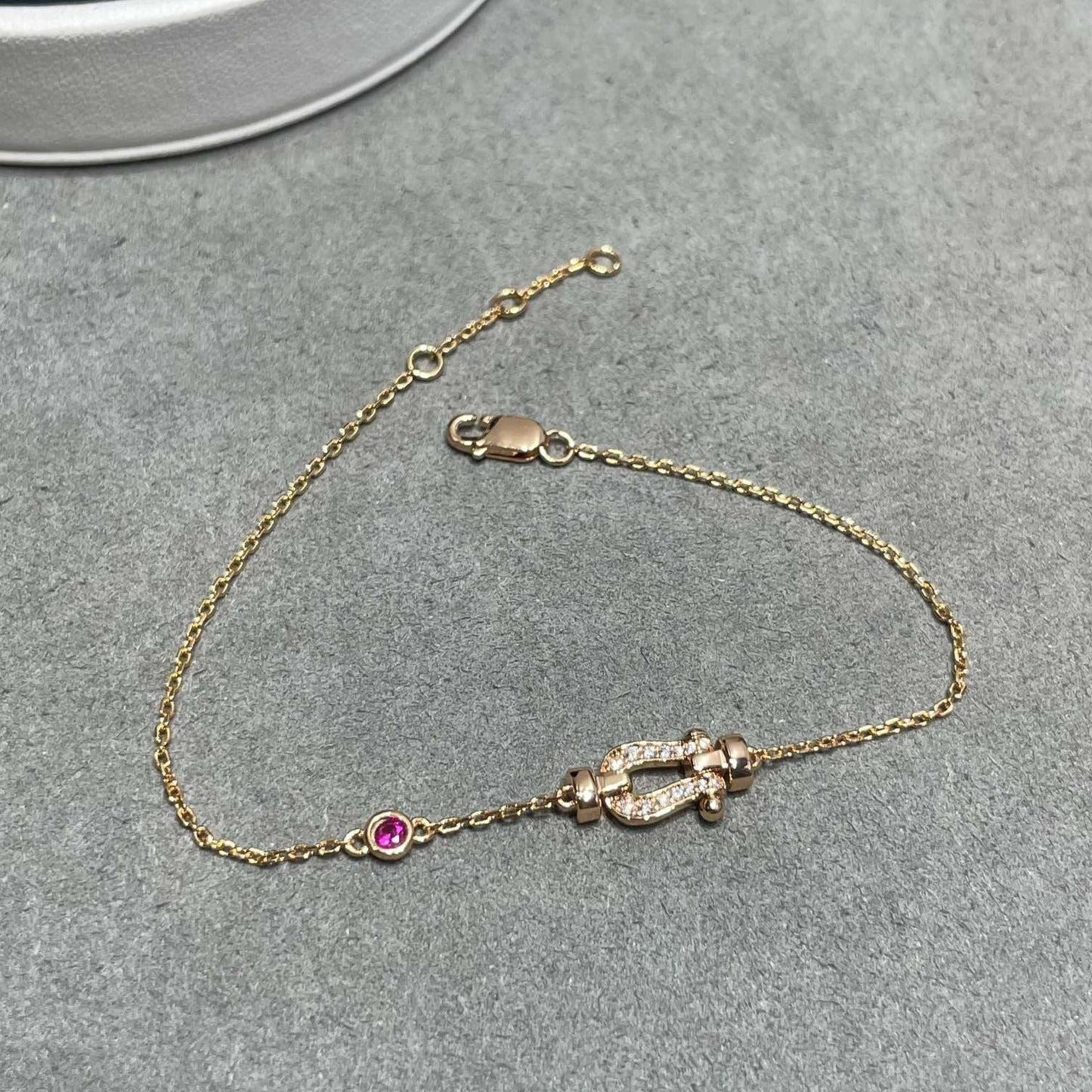 [Rose Jewels]FORCE 10 DIAMOND CHAIN LINK PINK GOLD BRACELET