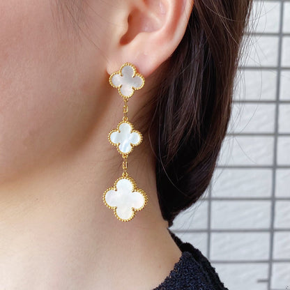 [ROSE]CLOVER MOP 3 MOTIFS GOLD EARRINGS