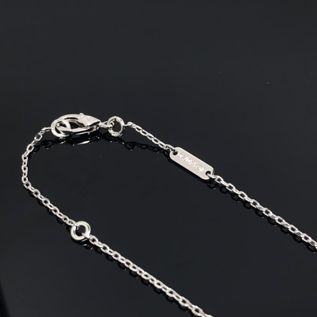 [ROSE]CLOVER PIETERSITE SILVER LONG NECKLACE