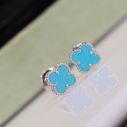 [ROSE]CLOVER MINI TURQUOISE SILVER STUD EARRINGS