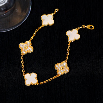 [ROSE]CLOVER BRACELET 5 MOTIF WHITE MOP DIAMOND