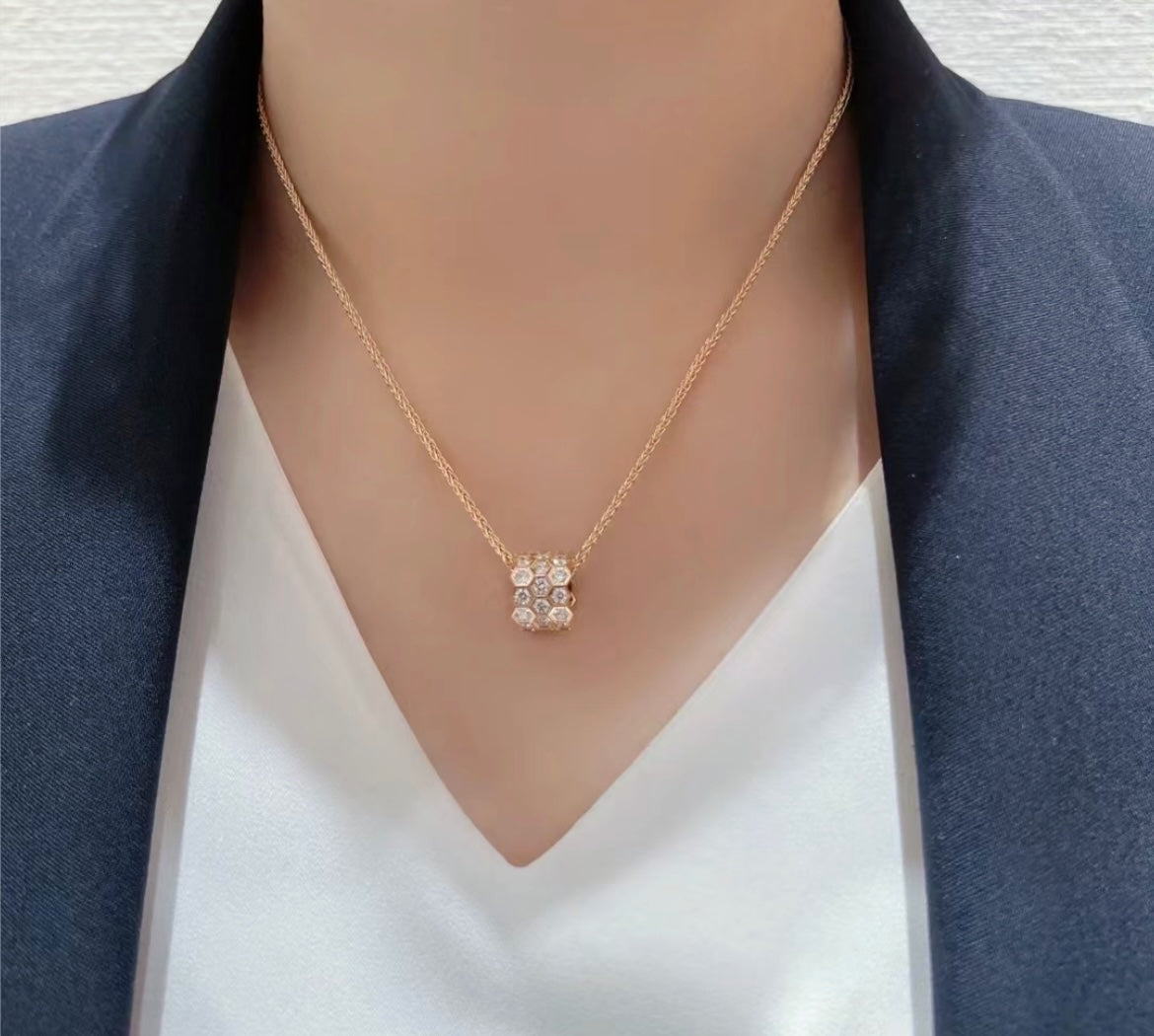 [Rose Jewels]BEE LOVE DIAMOND PAVED 3 ROW NECKLACE