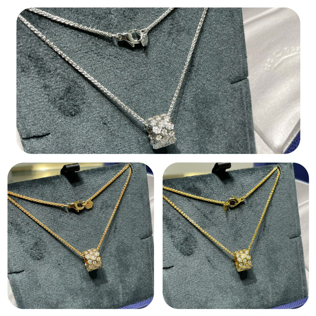 [Rose Jewels]BEE LOVE DIAMOND PAVED 3 ROW NECKLACE