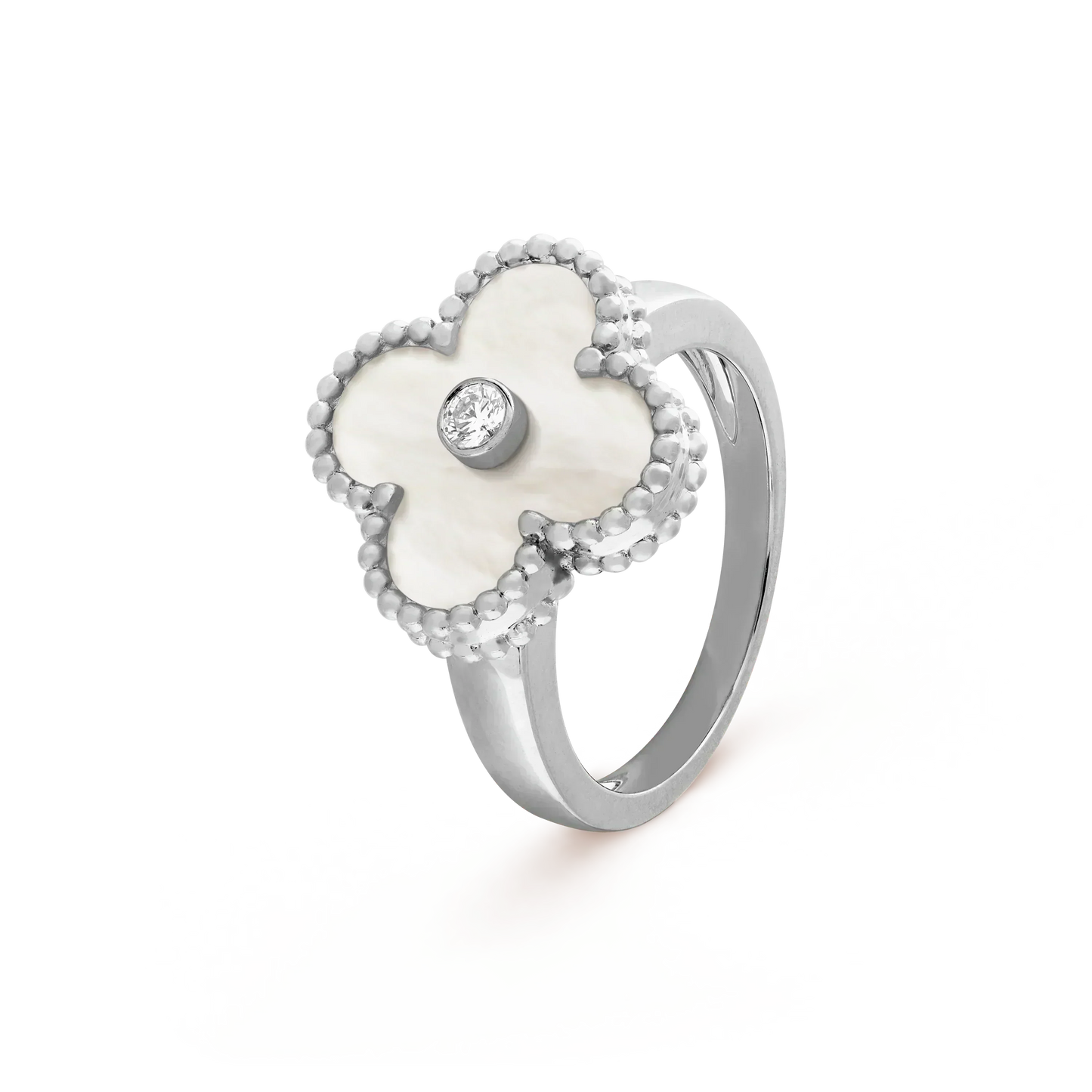 [ROSE]CLOVER SILVER MOP DIAMOND RING