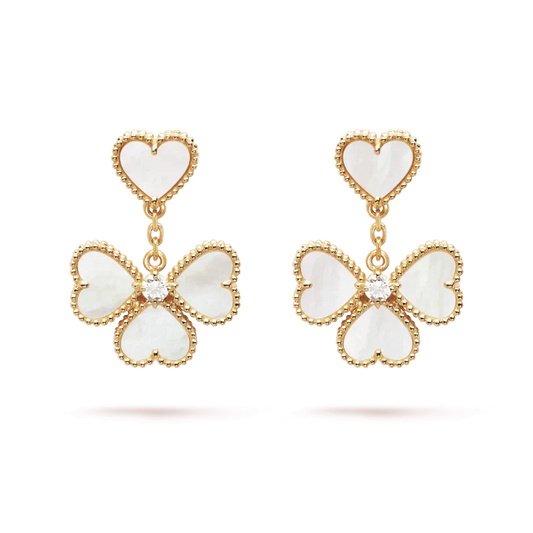 [ROSE]CLOVER SWEET WHITE MOP EARRINGS