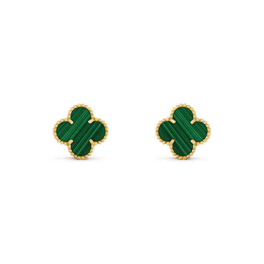 [ROSE]CLOVER MEDIUM 1 MOTIFS MALACHITE  EARRINGS