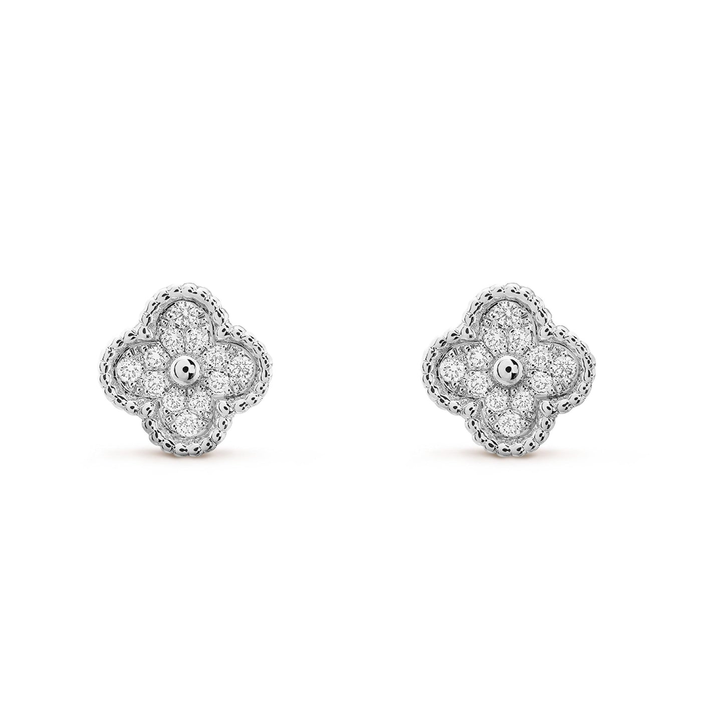 [ROSE]CLOVER MINI DIAMOND STUD EARRINGS