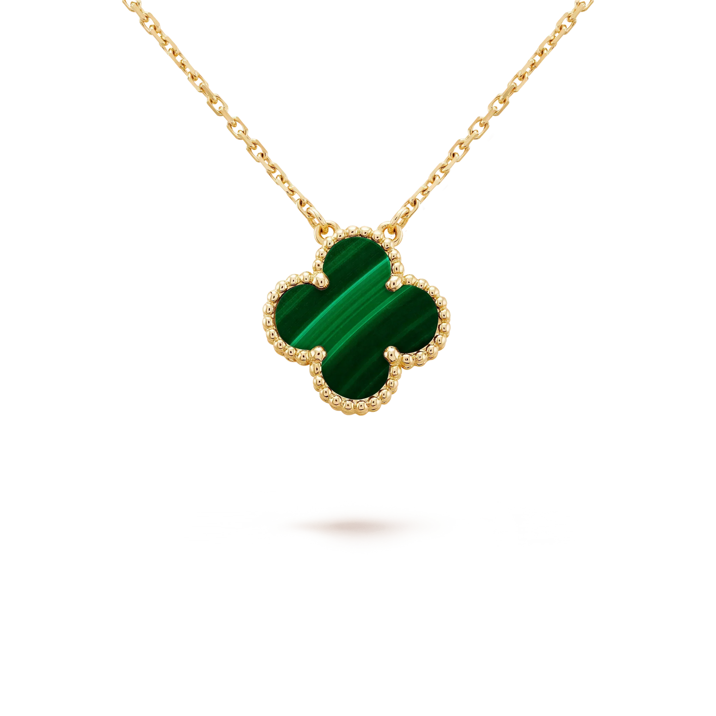 [ROSE]CLOVER 15MM MALACHITE SINGLE FLOWER  NECKLACE