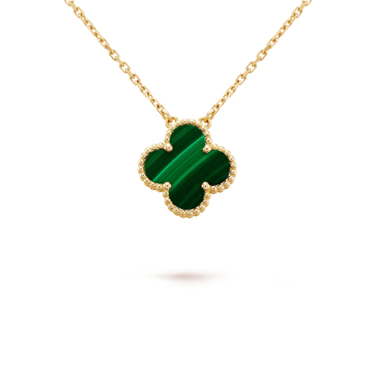 [ROSE]CLOVER 15MM MALACHITE SINGLE FLOWER  NECKLACE