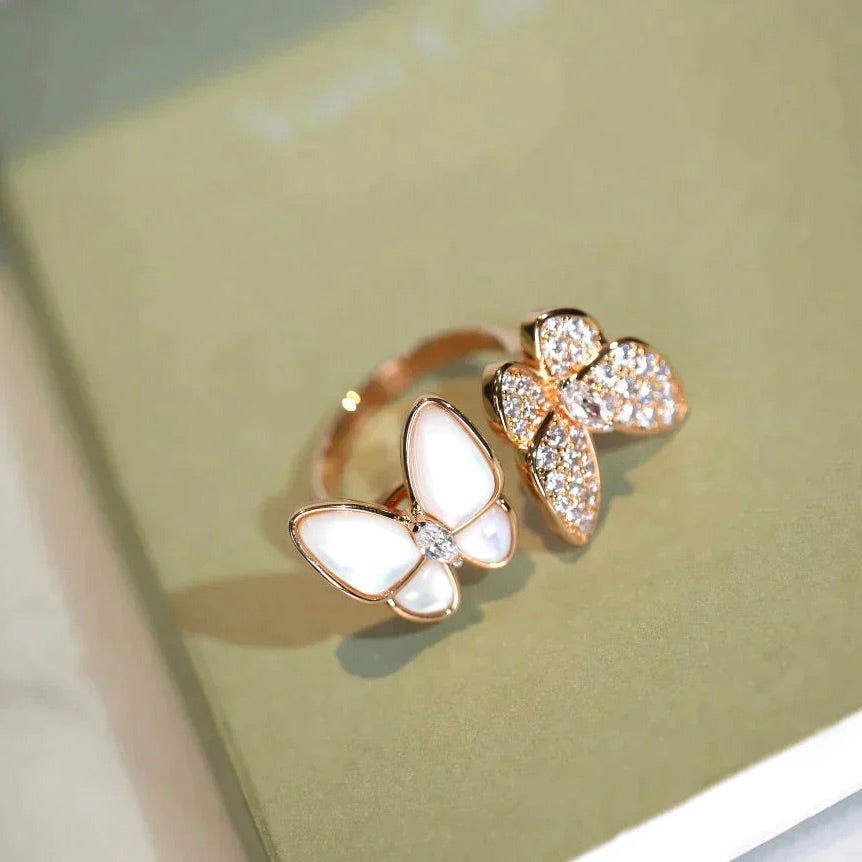 [ROSE]TWIN BUTTERFLY DIAMOND MOP RING