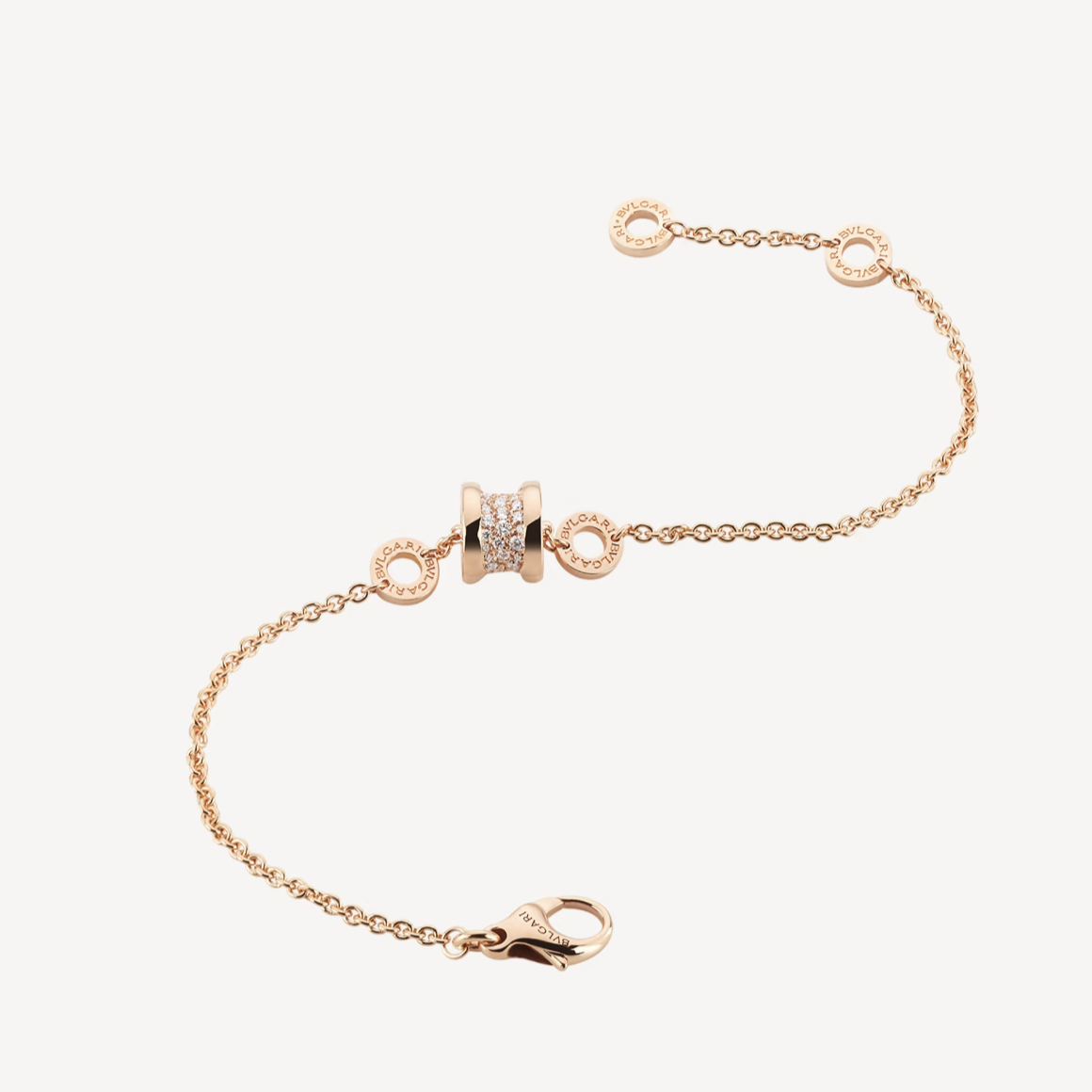 [Rose Jewels]ZERO 1 SOFT PINK GOLD WITH PAVED DIAMONDS ON THE SPIRAL BRACELET