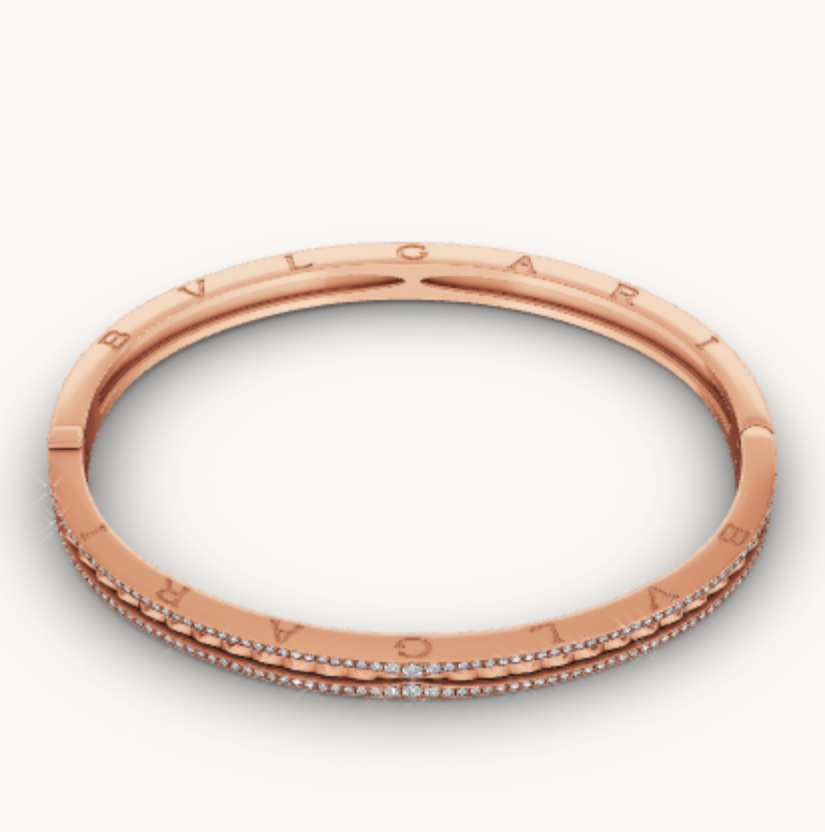 [Rose Jewels]ZERO 1 SPIRAL AND PAVED DIAMOND PINK GOLD BRACELET