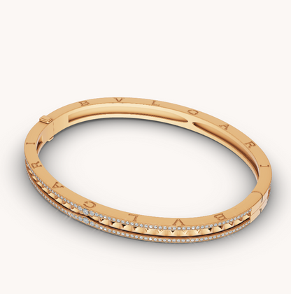 [Rose Jewels]ZERO 1 SPIRAL AND PAVED DIAMOND GOLD BRACELET