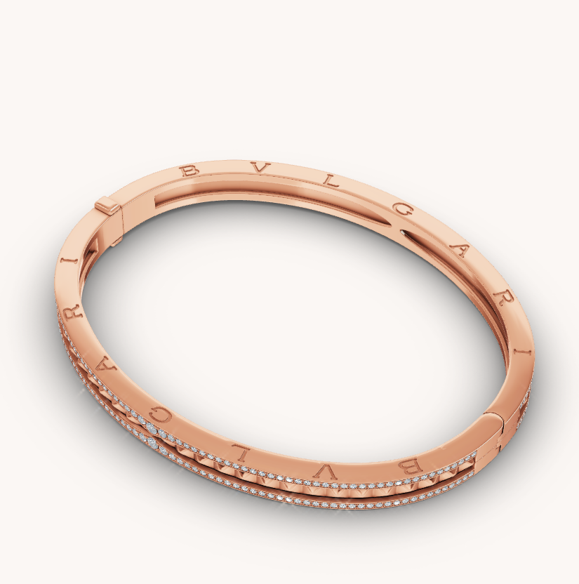 [Rose Jewels]ZERO 1 SPIRAL AND PAVED DIAMOND PINK GOLD BRACELET