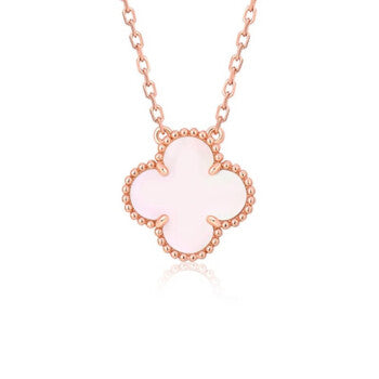 [ROSE]CLOVER 15MM PINK MOTHER-OF-PEARL SINGLE FLOWER NECKLACE