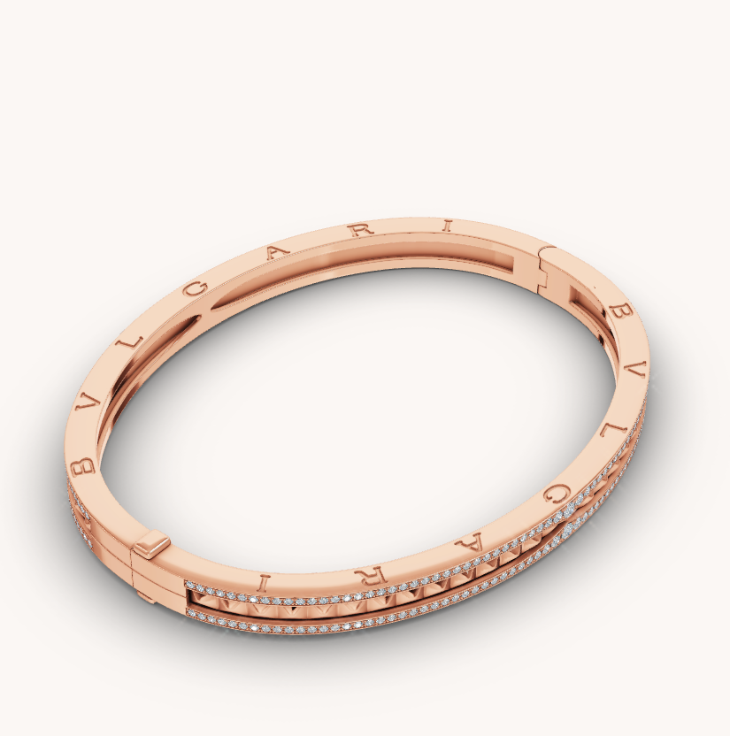 [Rose Jewels]ZERO 1 SPIRAL AND PAVED DIAMOND PINK GOLD BRACELET