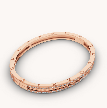 [Rose Jewels]ZERO 1 SPIRAL AND PAVED DIAMOND PINK GOLD BRACELET