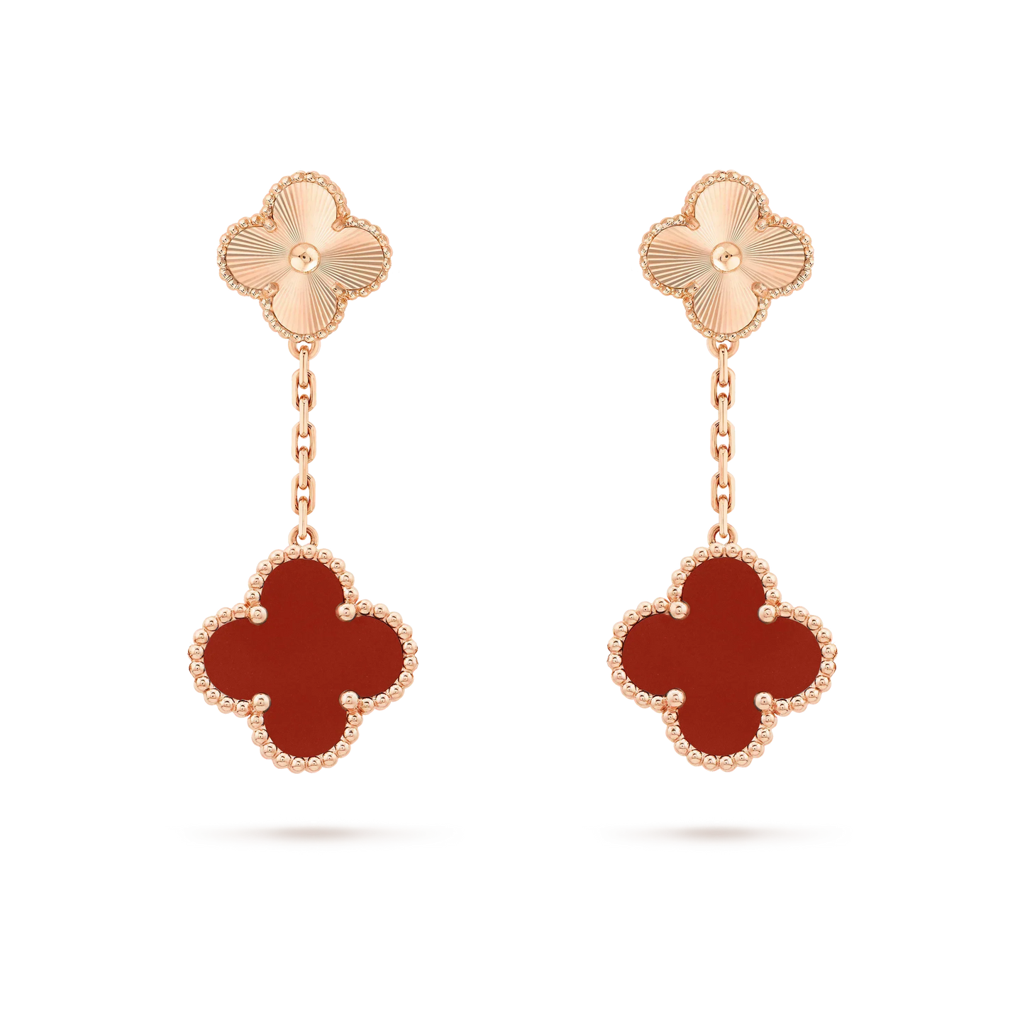 [ROSE]CLOVER 2 MOTIF  LASER CARNELIAN EARRINGS