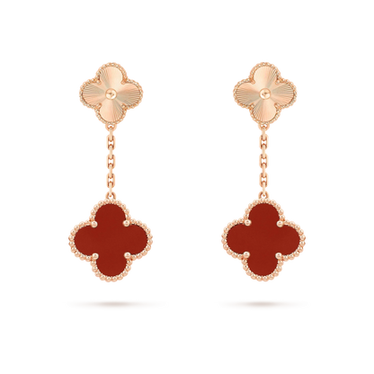 [ROSE]CLOVER 2 MOTIF  LASER CARNELIAN EARRINGS