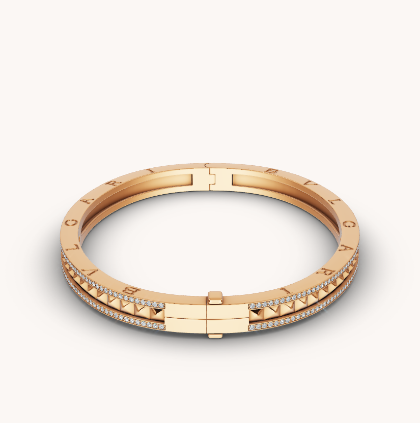 [Rose Jewels]ZERO 1 SPIRAL AND PAVED DIAMOND GOLD BRACELET