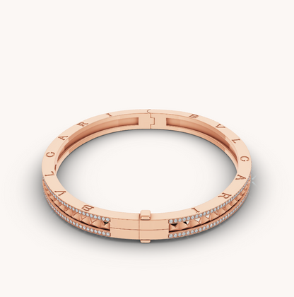 [Rose Jewels]ZERO 1 SPIRAL AND PAVED DIAMOND PINK GOLD BRACELET