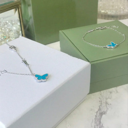 [ROSE]BUTTERFLY TURQUOISE BUTTERFLY BRACELET SILVER