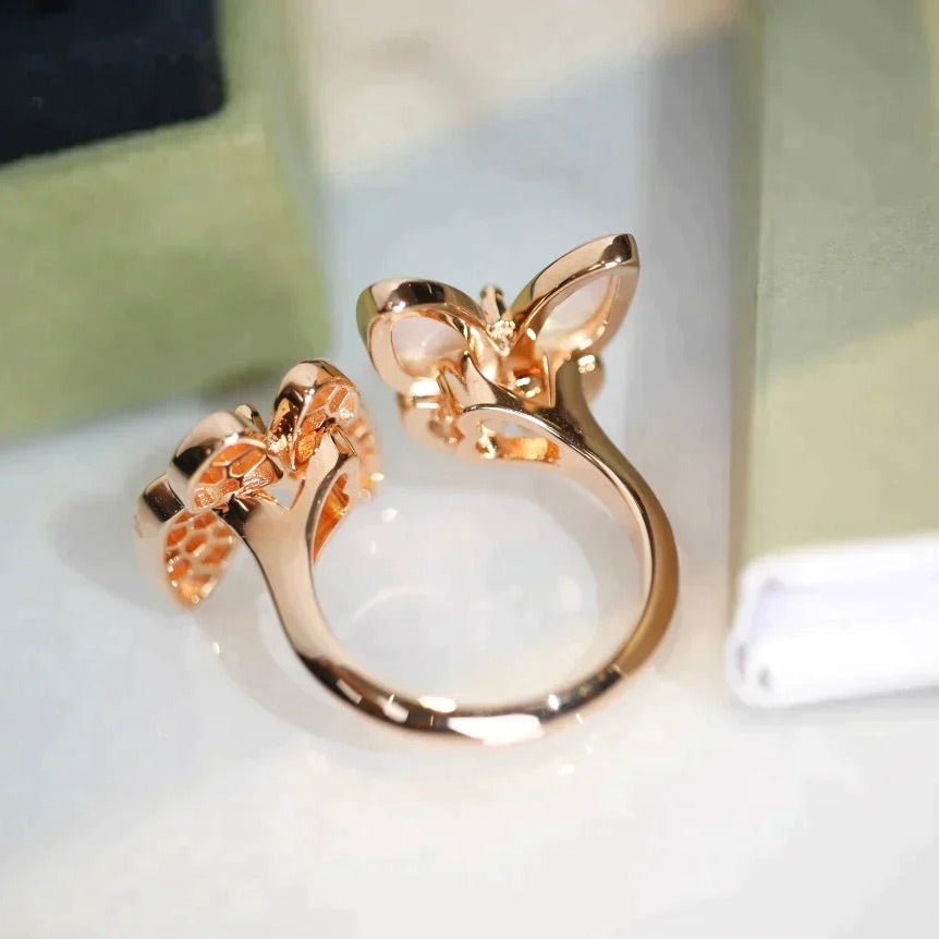 [ROSE]TWIN BUTTERFLY DIAMOND MOP RING