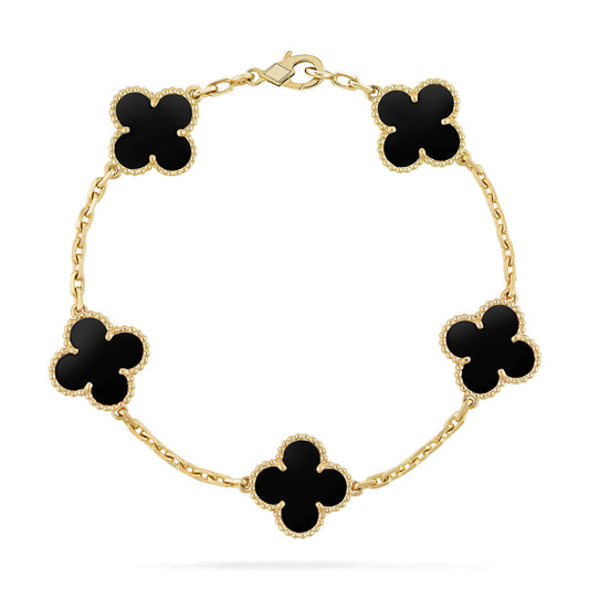 [ROSE]CLOVER  5 MOTIFS BLACK ONYX BRACELET