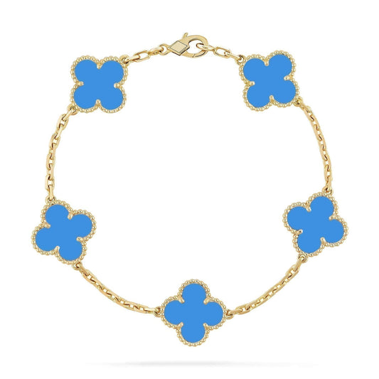 [ROSE]CLOVER 5 MOTIFS BLUE AGATE BRACELET