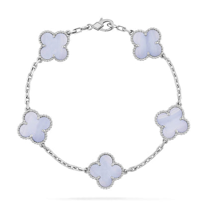 [ROSE]CLOVER  5 MOTIF PURPLE CHALCEDONY BRACELET SILVER