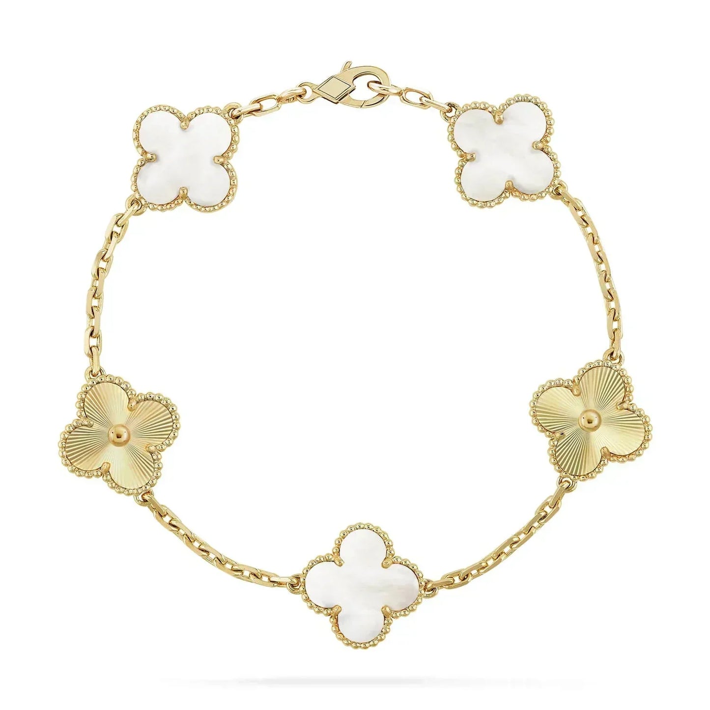 [ROSE]CLOVER BRACELET 5 MOTIF WHITE MOP PINK GOLD