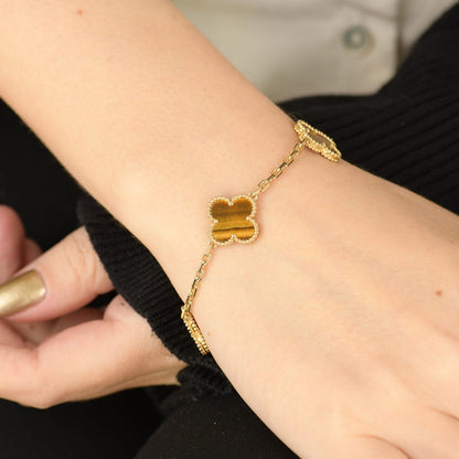 [ROSE]CLOVER  5 MOTIFS TIGER EYE BRACELET