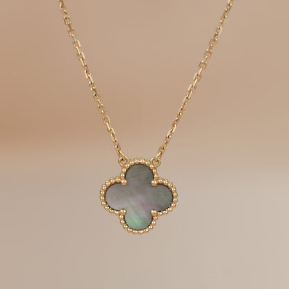 [ROSE]CLOVER 15MM  GRAY MOTHER OF PEARL NECKLACE