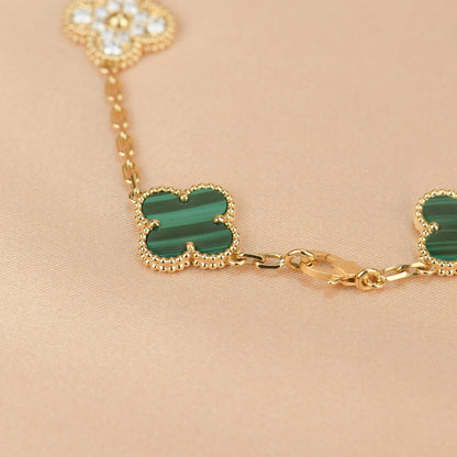 [ROSE]CLOVER  5 MOTIF MALACHITE DIAMOND BRACELET