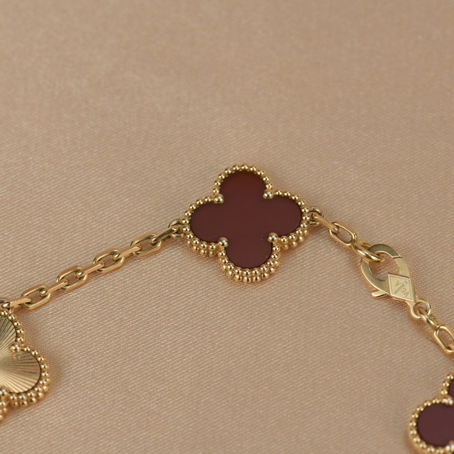 [ROSE]CLOVER  5 MOTIFS CARNELIAN GOLD BRACELET