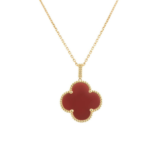 [ROSE]CLOVER 25MM NECKLACE GOLD CARNELIAN