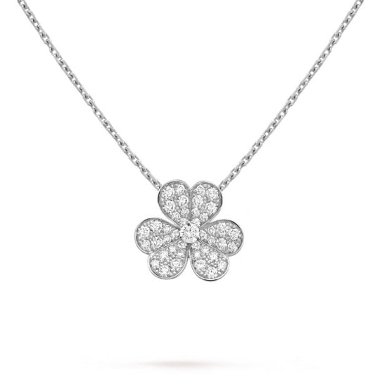 [ROSE]CLOVER DIAMOND NECKLACE SILVER