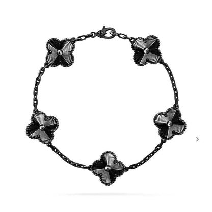 [ROSE]CLOVER 5 MOTIF BLACK BRACELET