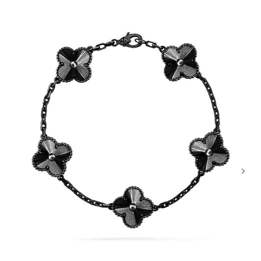 [ROSE]CLOVER 5 MOTIF BLACK BRACELET