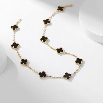 [ROSE]CLOVER 10 MOTIFS ONYX NECKLACE