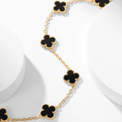 [ROSE]CLOVER 10 MOTIFS ONYX NECKLACE