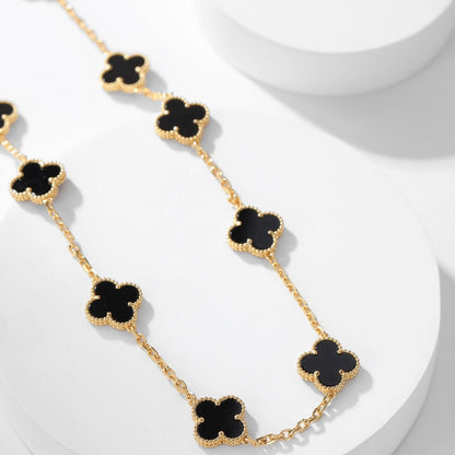 [ROSE]CLOVER 10 MOTIFS ONYX NECKLACE