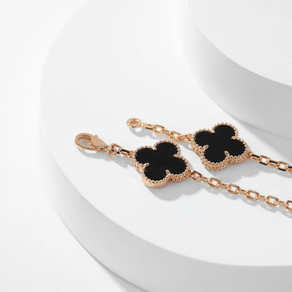 [ROSE]CLOVER 10 MOTIFS ONYX NECKLACE