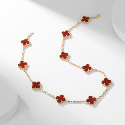 [ROSE]CLOVER 10 MOTIFS CARNELIAN NECKLACE